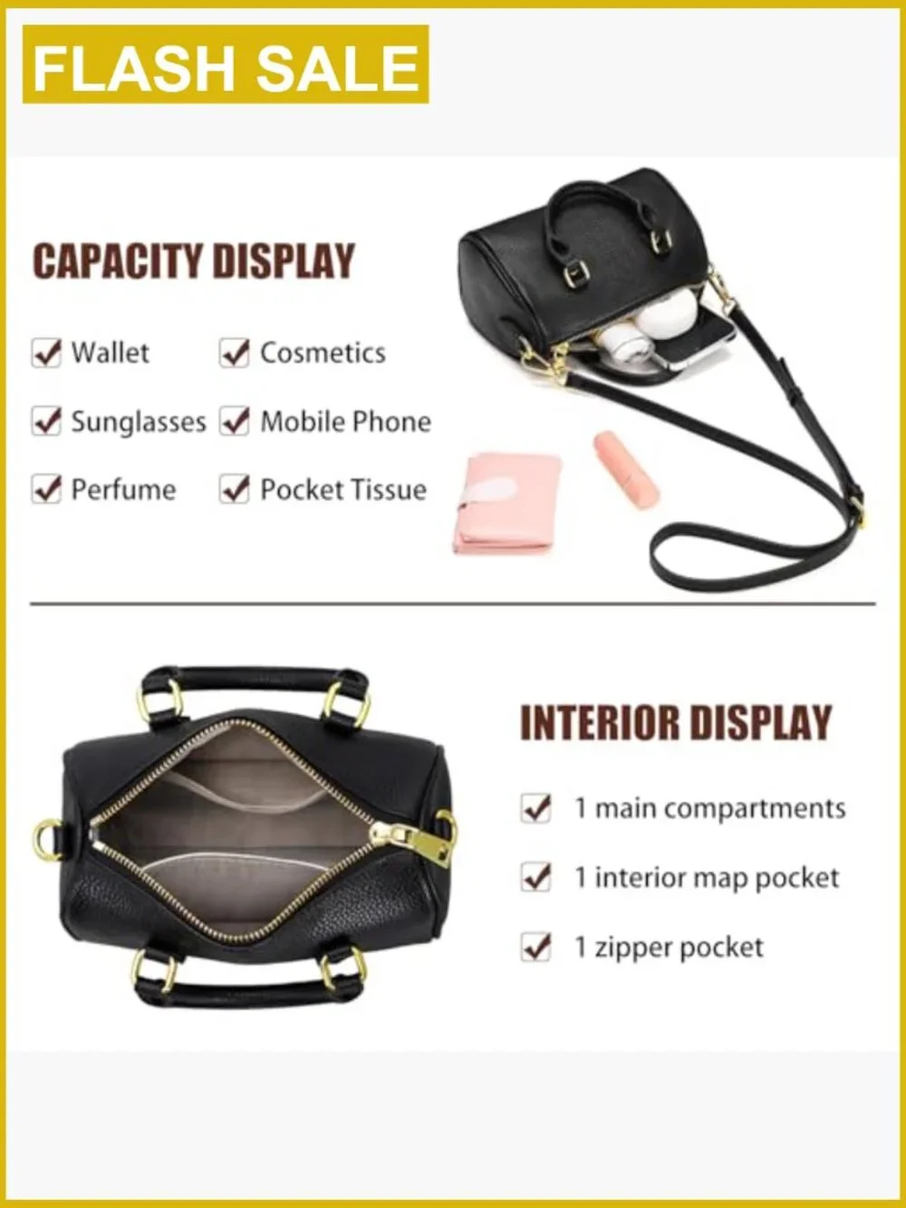 Small Vegan Leather Boston Satchel Crossbody Bag Top Handle Purse